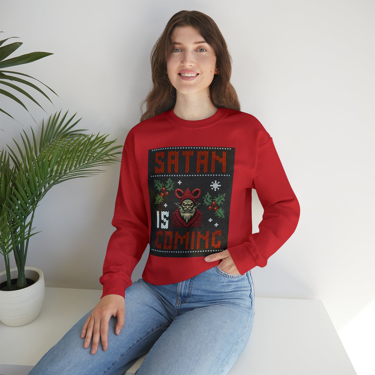 Satan is Coming Krampus Crewneck Sweatshirt