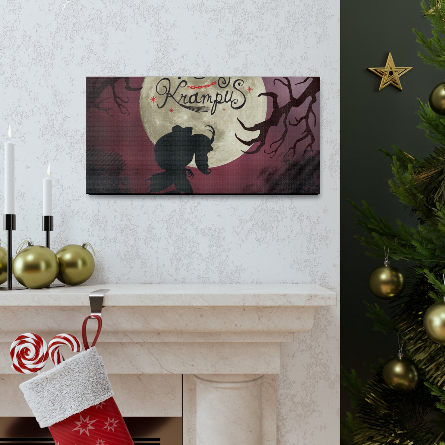 Merry Krampus Artwork Canvas Gallery Wrap Print Decor