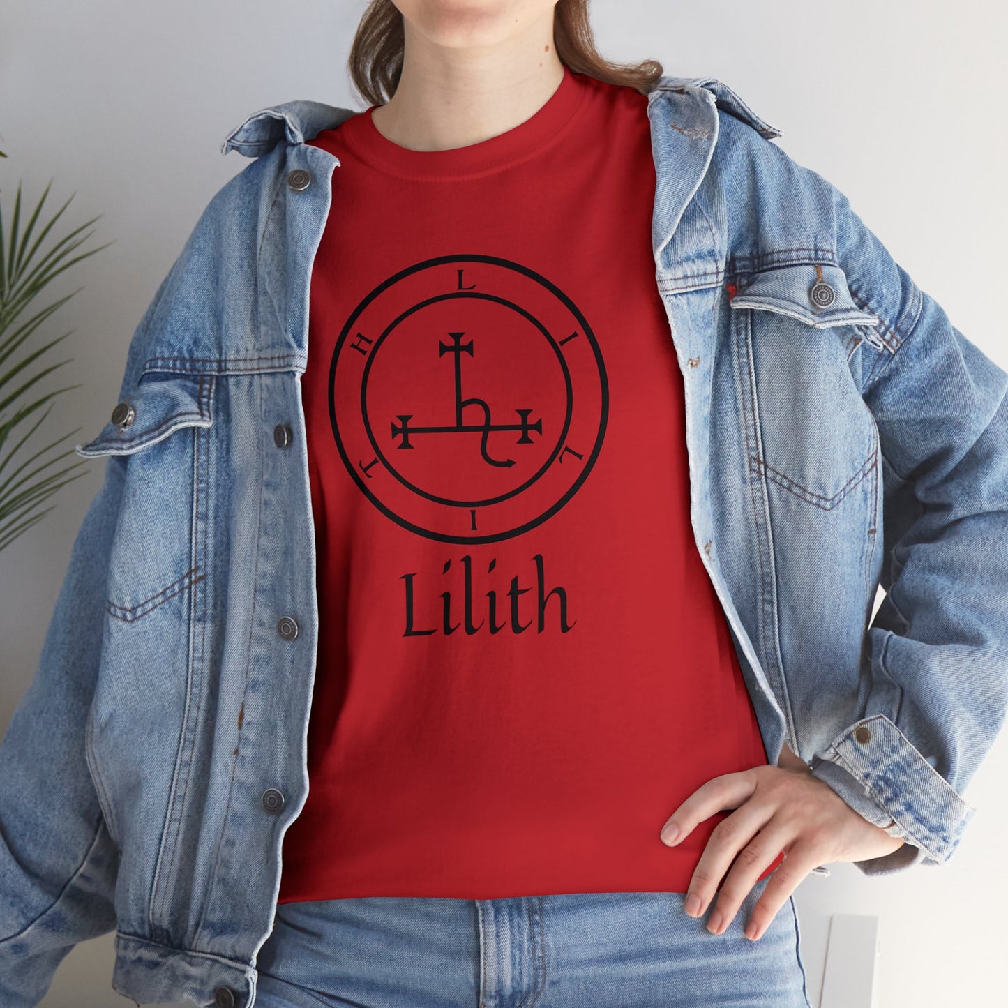 Lilith Sigil Cotton Tee, Satan Occult Lilith Pagan Gift T-shirt