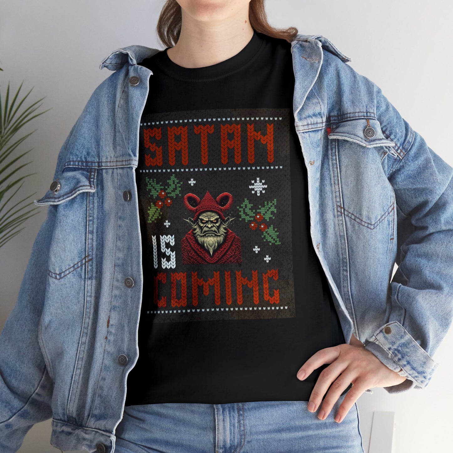 Satan is Coming Krampus Devil Santa Holiday Gift T-Shirt