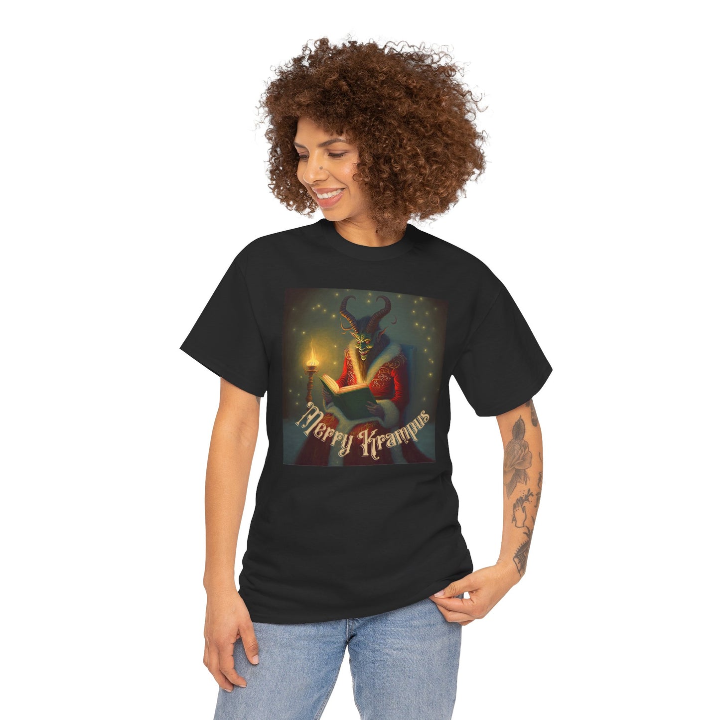 Merry Krampus reading a book T-Shirt