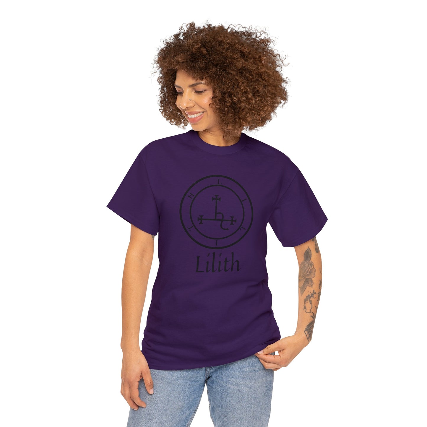 Lilith Sigil Cotton Tee, Satan Occult Lilith Pagan Gift T-shirt