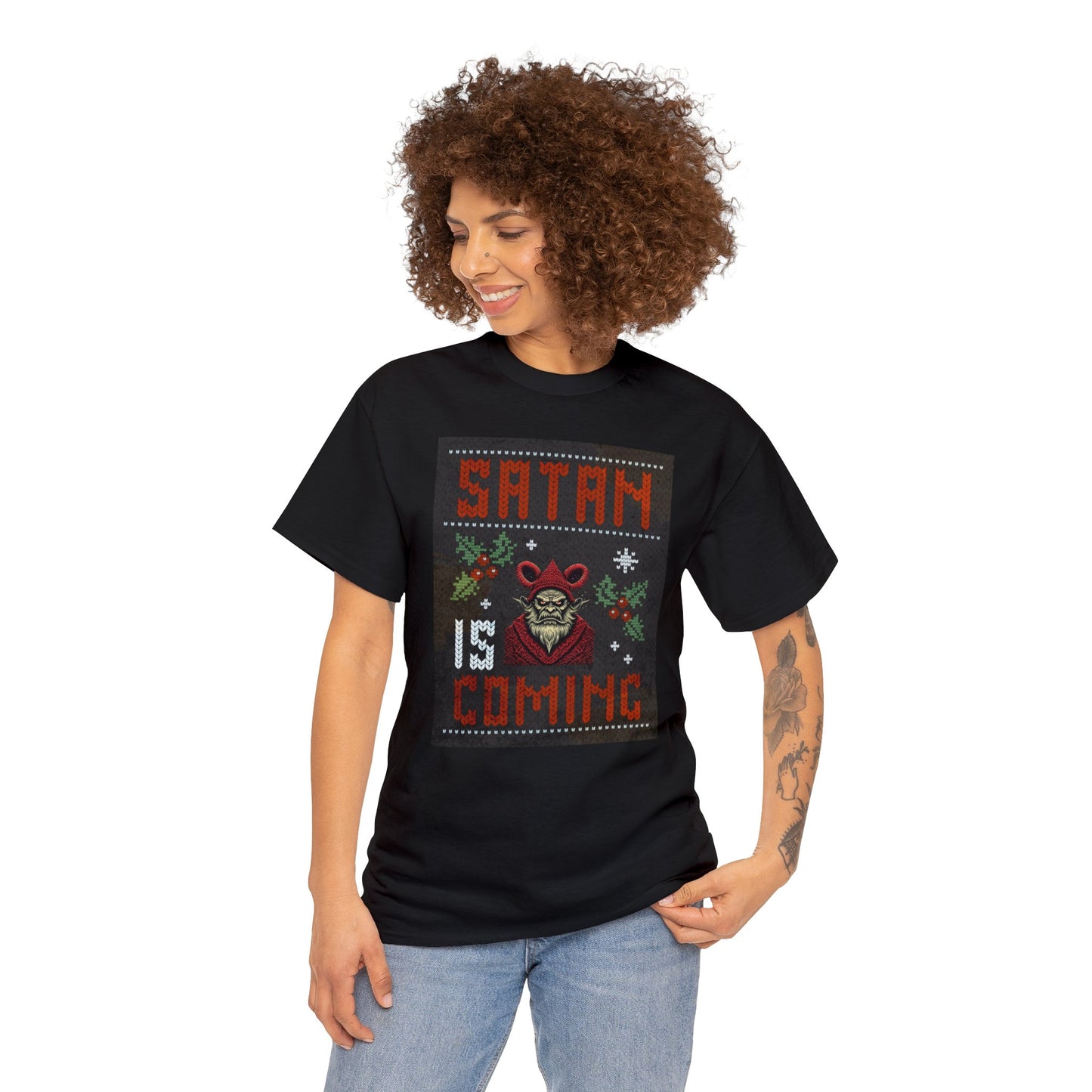 Satan is Coming Krampus Devil Santa Holiday Gift T-Shirt