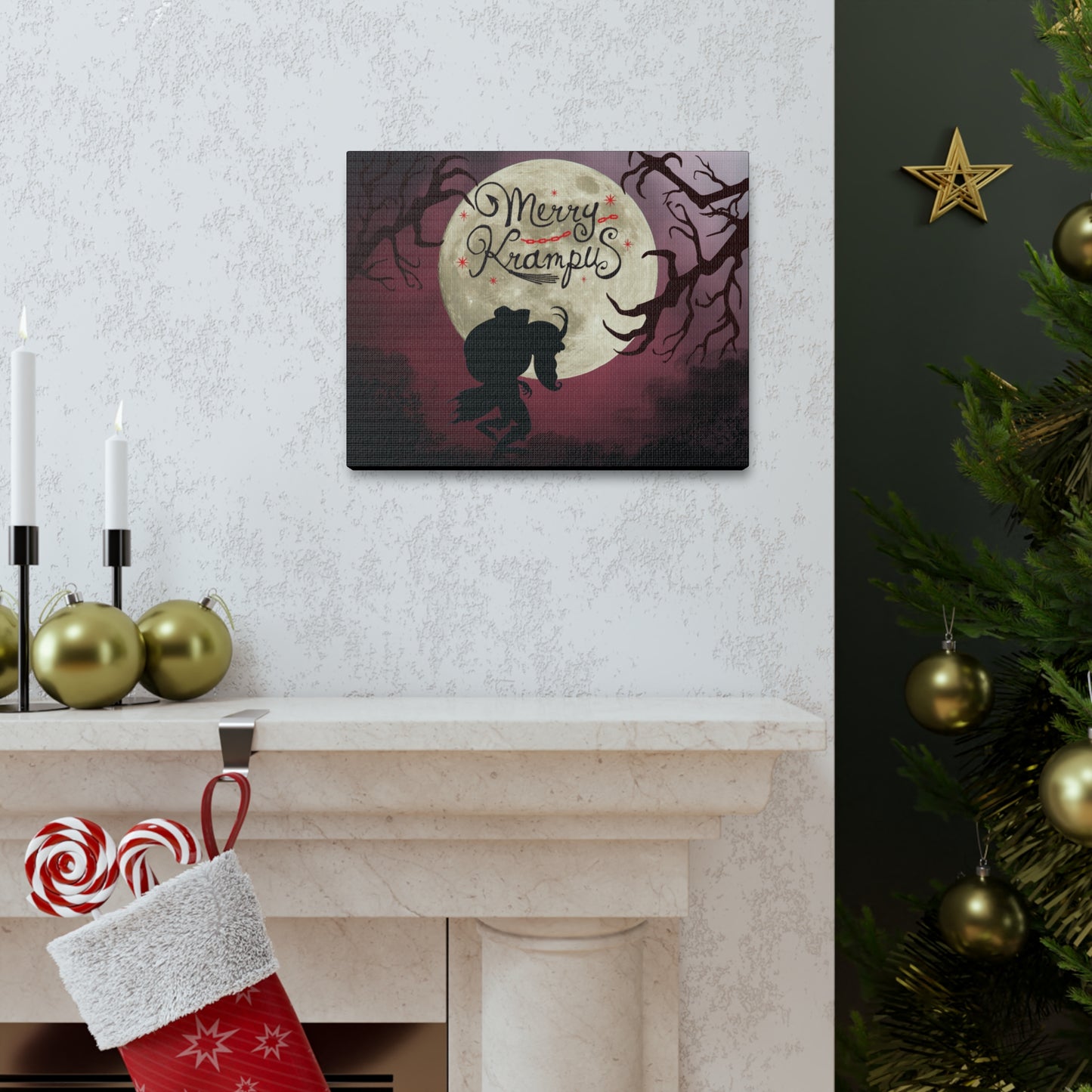 Merry Krampus Artwork Canvas Gallery Wrap Print Decor