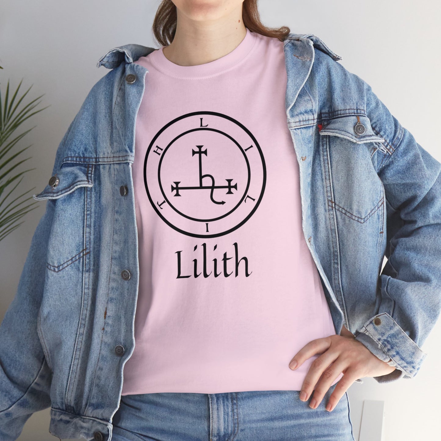 Lilith Sigil Cotton Tee, Satan Occult Lilith Pagan Gift T-shirt