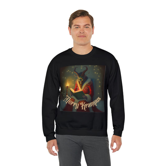 Merry Krampus reading a book Holiday Sweatshirt Sweatshirt