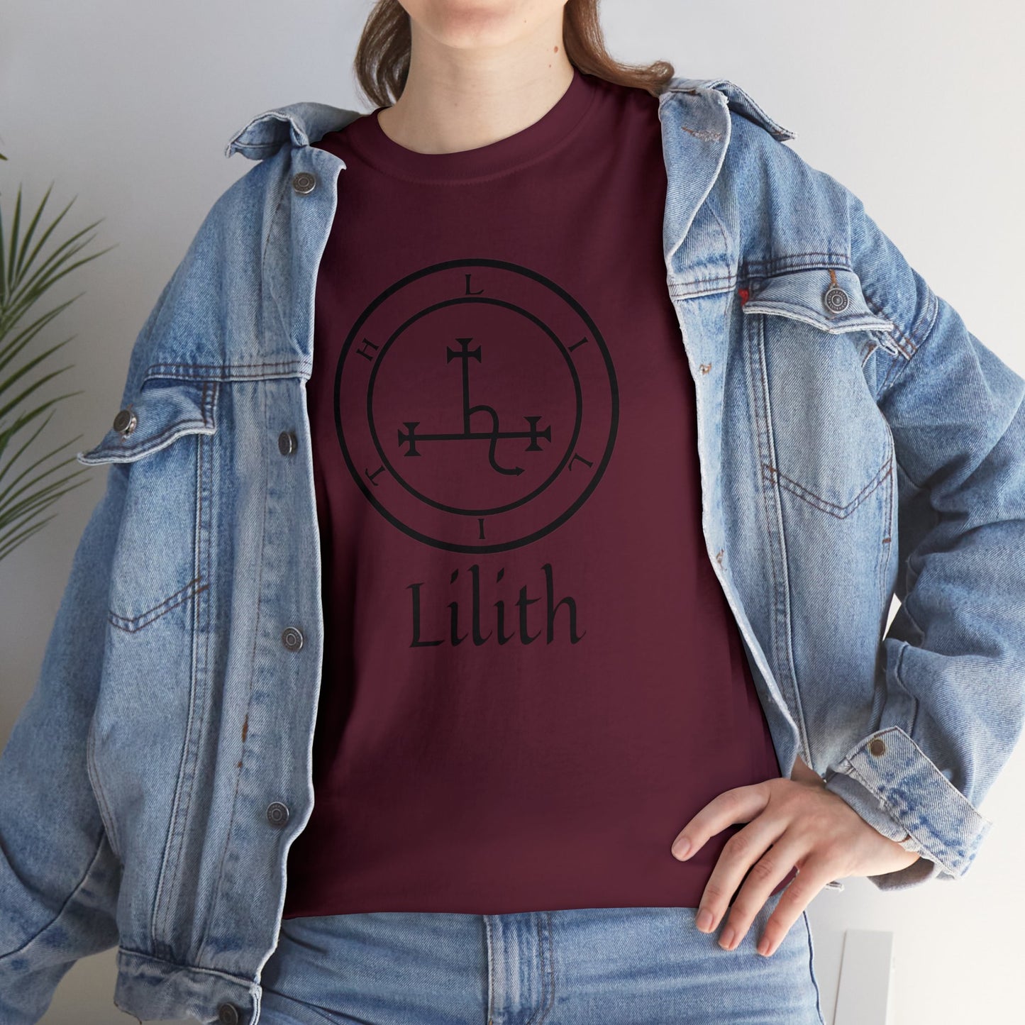 Lilith Sigil Cotton Tee, Satan Occult Lilith Pagan Gift T-shirt