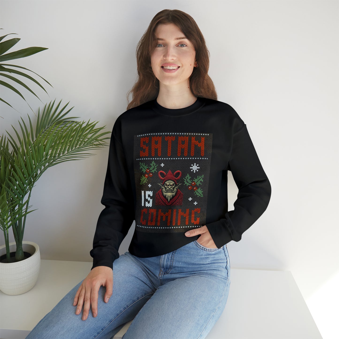 Satan is Coming Krampus Crewneck Sweatshirt