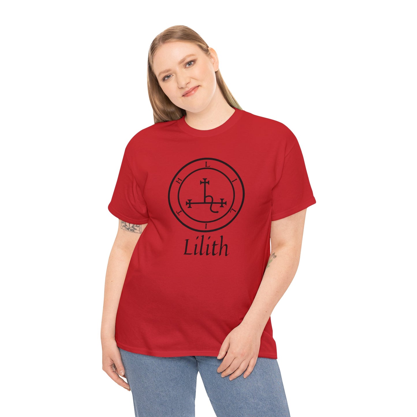 Lilith Sigil Cotton Tee, Satan Occult Lilith Pagan Gift T-shirt