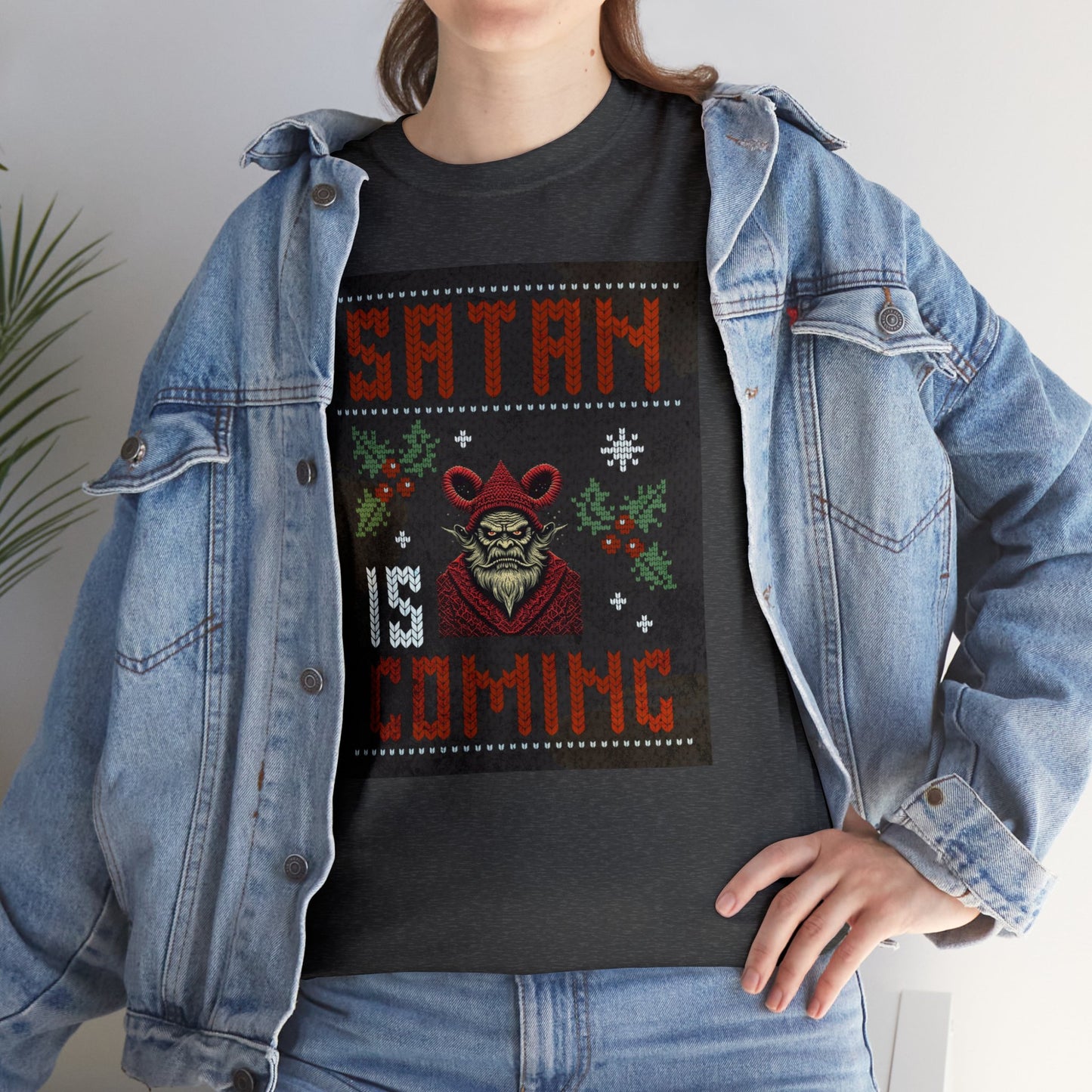 Satan is Coming Krampus Devil Santa Holiday Gift T-Shirt