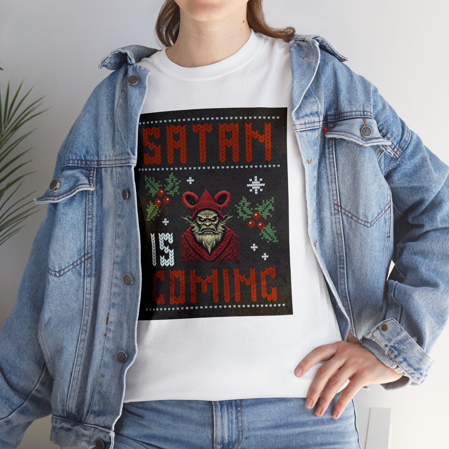 Satan is Coming Krampus Devil Santa Holiday Gift T-Shirt