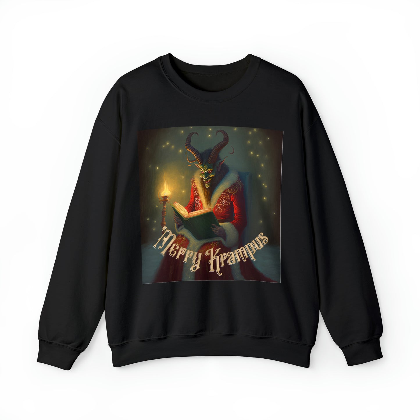 Merry Krampus reading a book Holiday Sweatshirt Sweatshirt