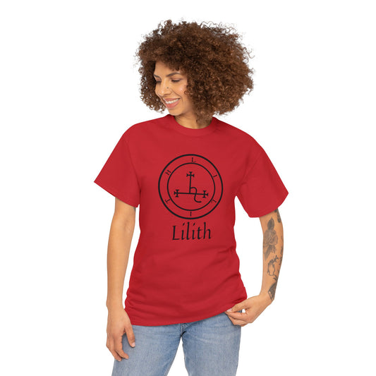 Lilith Sigil Cotton Tee, Satan Occult Lilith Pagan Gift T-shirt