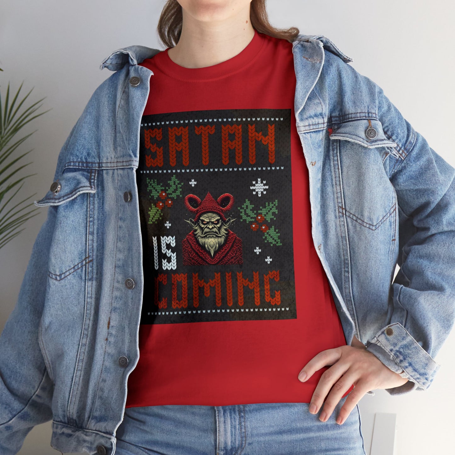 Satan is Coming Krampus Devil Santa Holiday Gift T-Shirt