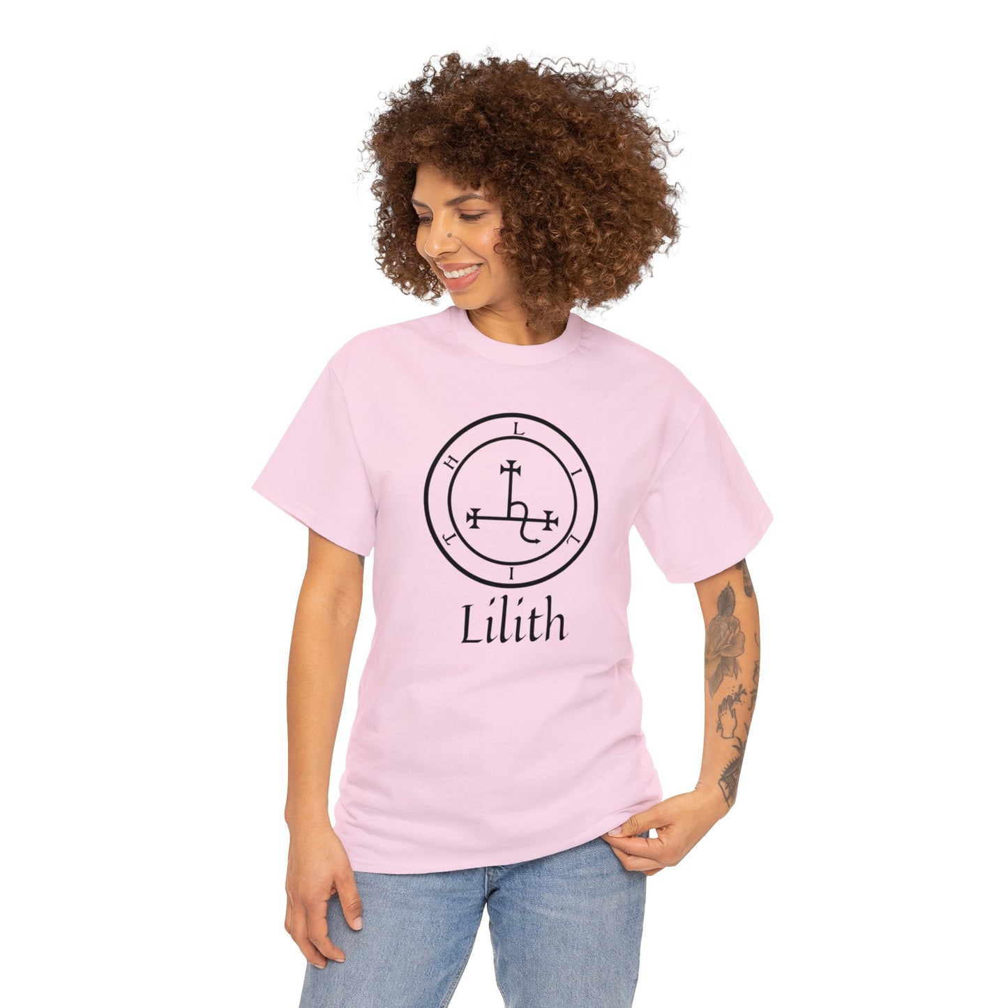 Lilith Sigil Cotton Tee, Satan Occult Lilith Pagan Gift T-shirt