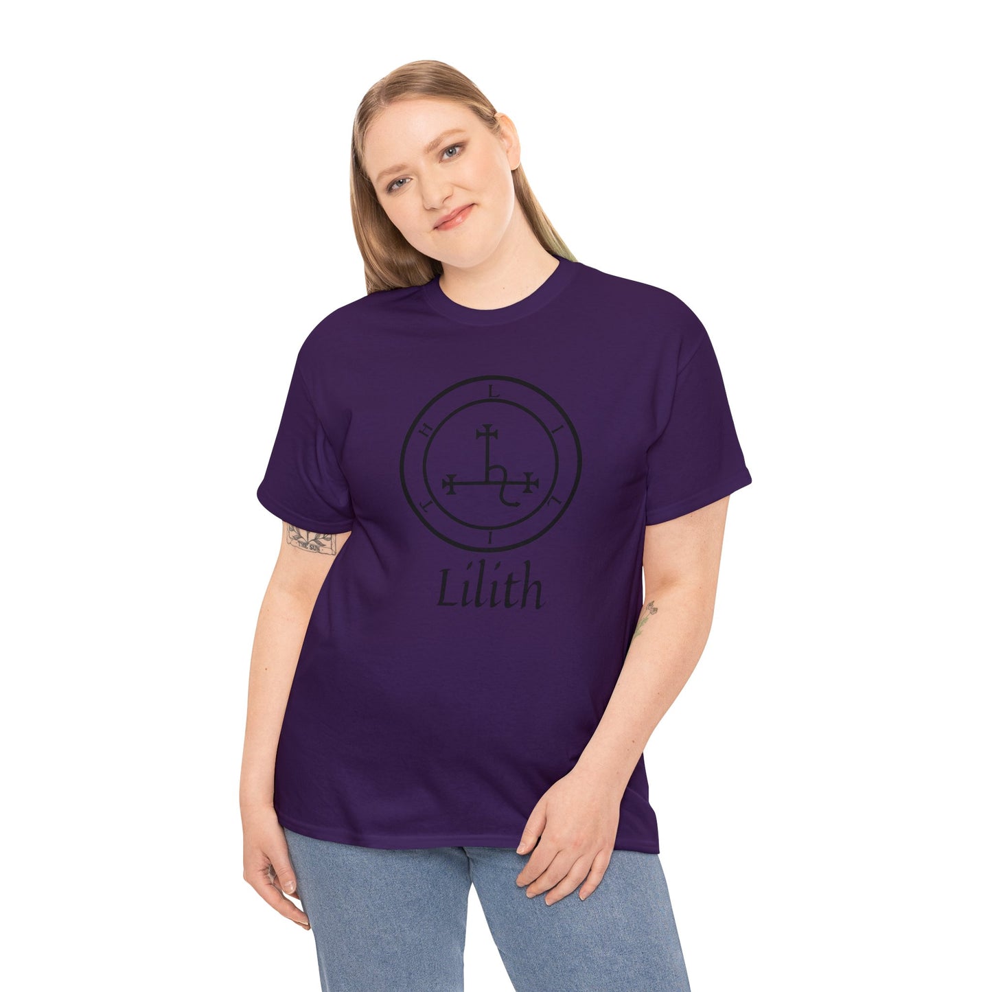 Lilith Sigil Cotton Tee, Satan Occult Lilith Pagan Gift T-shirt