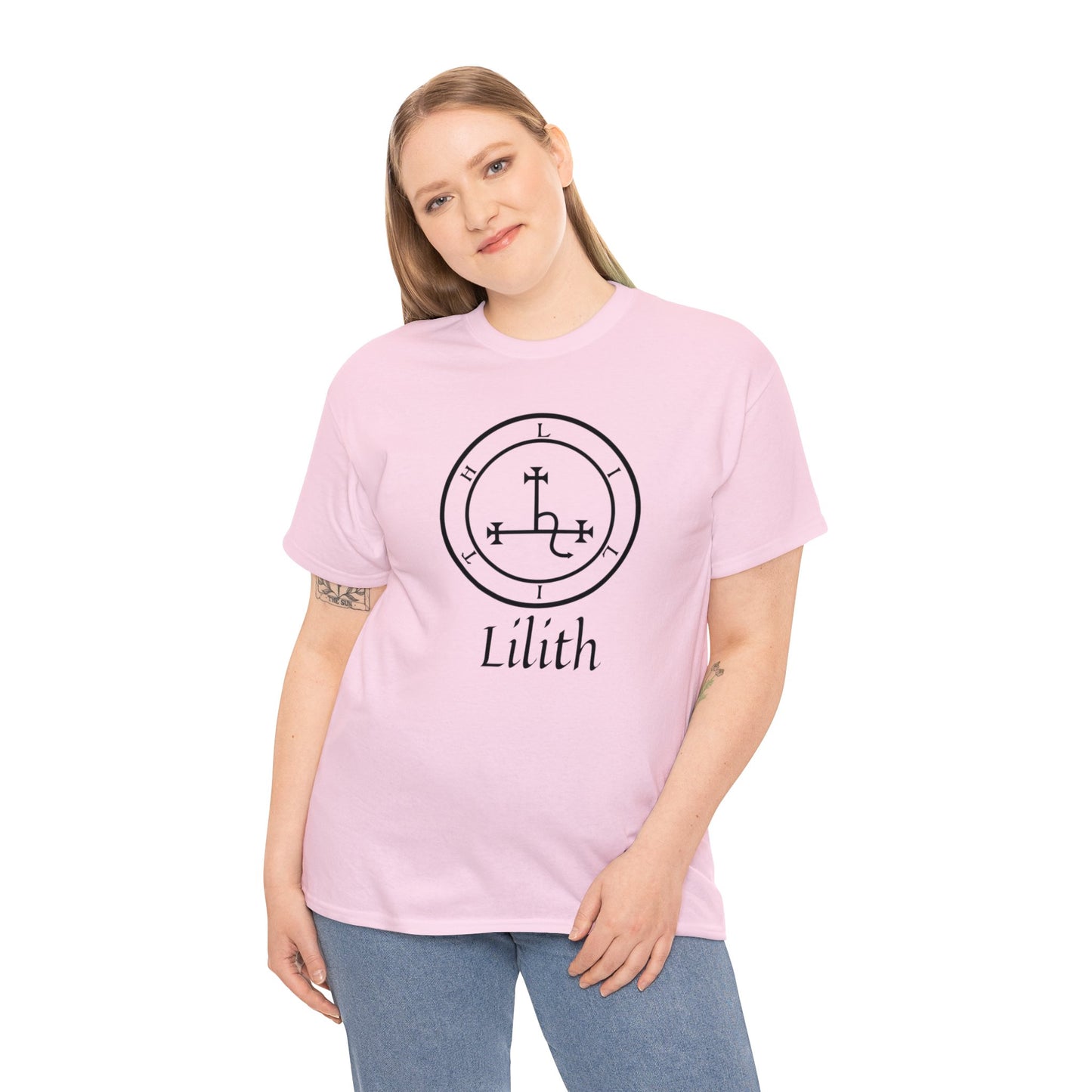 Lilith Sigil Cotton Tee, Satan Occult Lilith Pagan Gift T-shirt