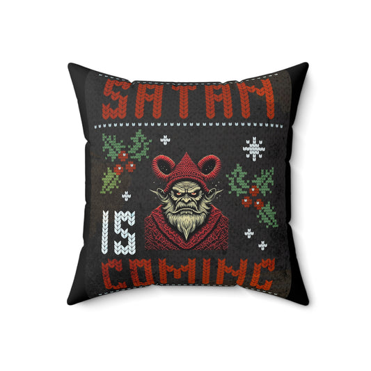 Satan is Coming Santa Krampus Scary Square Pillow