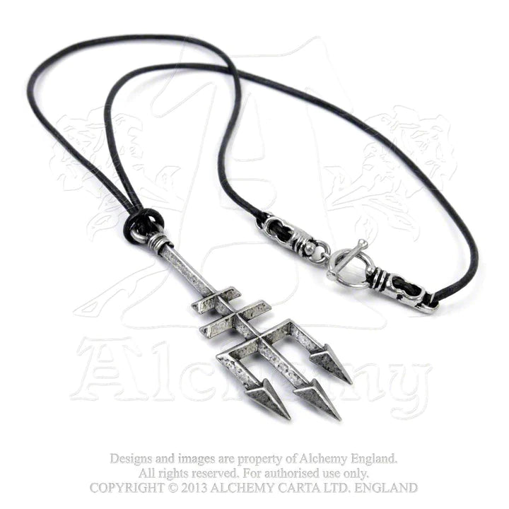 Trinity Trident Pewter Pendant Necklace