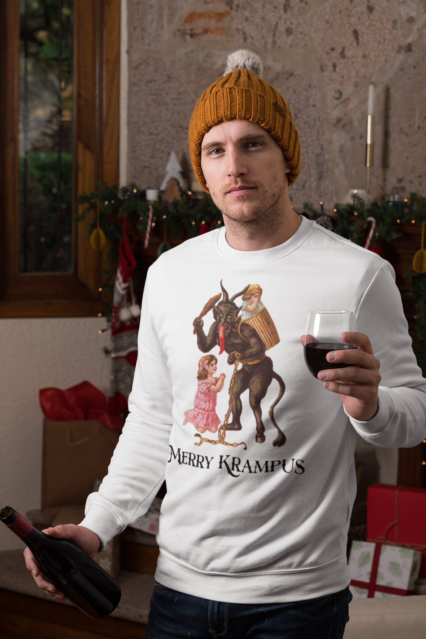 Vintage Style Merry Krampus Crewneck Sweatshirt