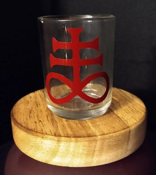 Leviathan Sigil on Clear Glass Candle Holder Votive Occult