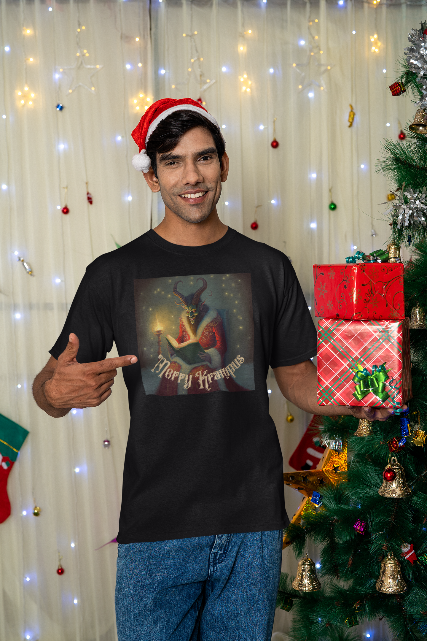 Merry Krampus reading a book T-Shirt